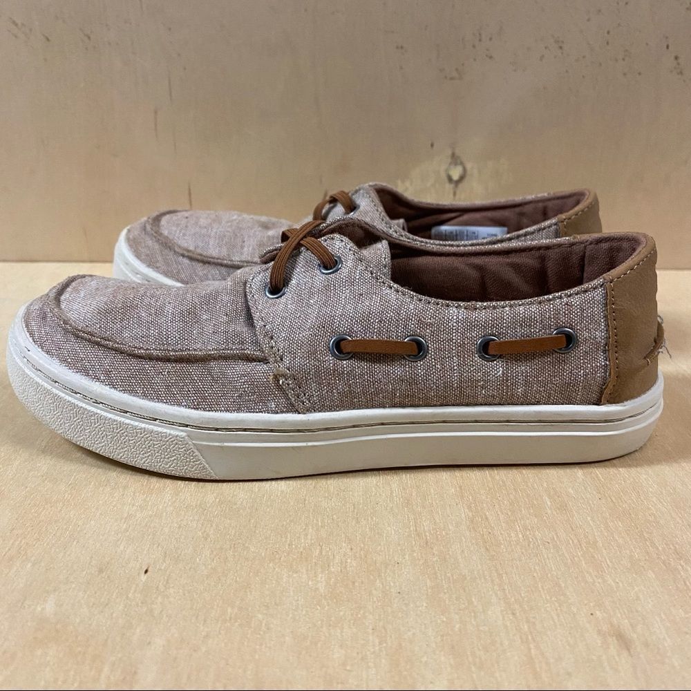 Toms Culver Toffee Slub Chambray Slip On Boat Shoes Y1.5
